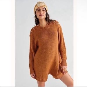 Free People FP Beach womens Romper Bran Brown Forever Sweater Knit Short